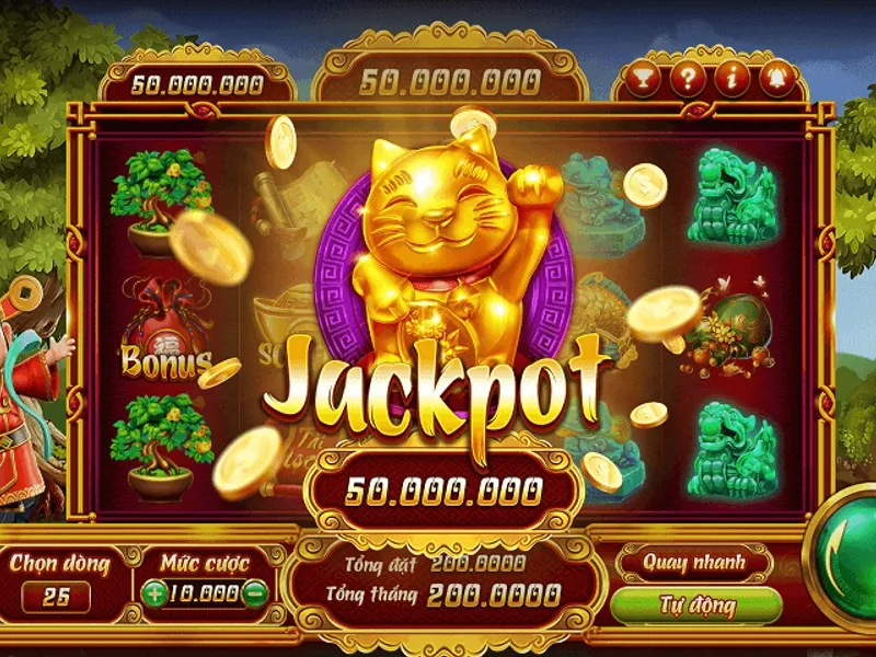 Hình ảnh minh họa các phần thưởng, jackpot và tiền vàng trong trò chơi nổ hũ